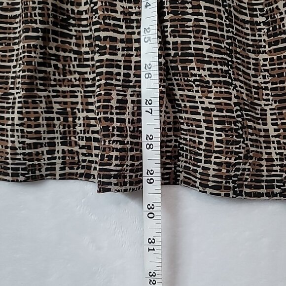 Vintage Reve Women's 100% Silk Button Front Blouse Size Medium Black Brown - Picture 9 of 10
